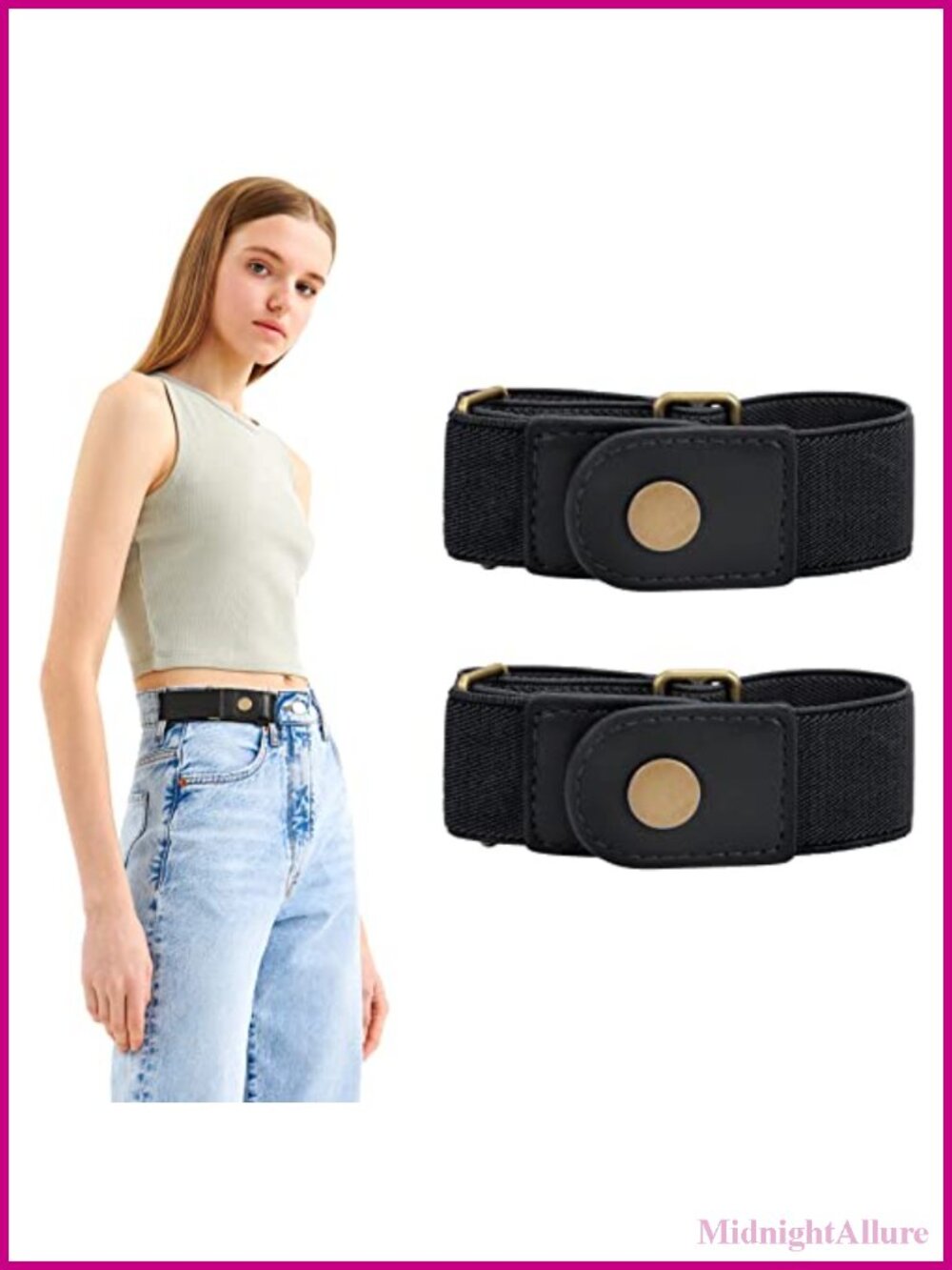 No Buckle Stretch Side Belt Elastic Adjustable Belt for Jeans Pants